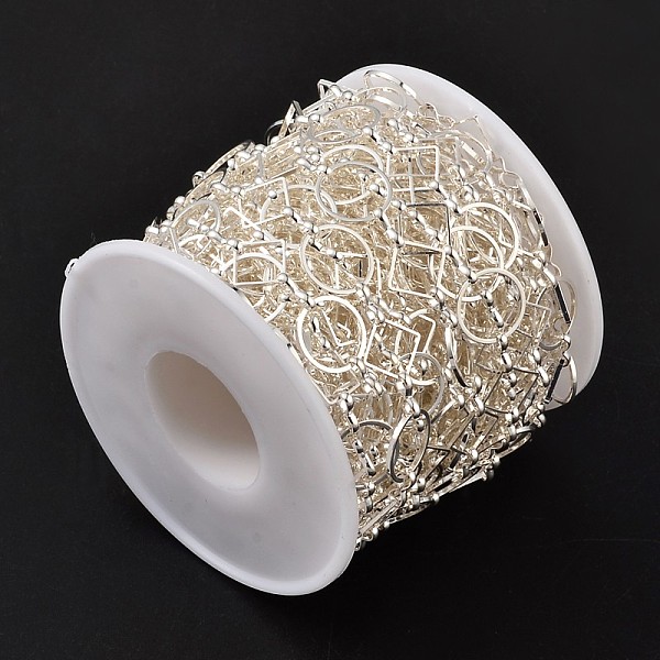 PandaHall Brass Handmade Chains, Unwelded, with Spool, Silver Color Plated, Round: about 12mm in diameter, 1mm thick, Diamond: about 8mm...
PandaHall Brass Handmade Chains, Unwelded, with Spool, Silver Color Plated, Round: about 12mm in diameter, 1mm thick, Diamond: about 8mm...