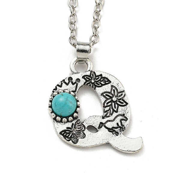 PandaHall Letter A~Z Antique Silver Plated Alloy with Synthetic Turquoise Pendant Necklaces, with Iron Cable Chains, Letter Q, 18.70 inch...
PandaHall Letter A~Z Antique Silver Plated Alloy with Synthetic Turquoise Pendant Necklaces, with Iron Cable Chains, Letter Q, 18.70 inch...