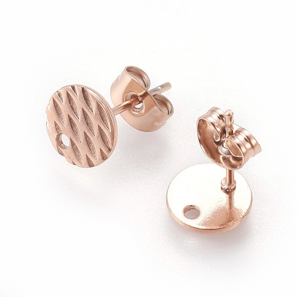 PandaHall Ion Plating(IP) 304 Stainless Steel Ear Stud Findings, Textured Flat Round with Pineapple Grain, Rose Gold, 8mm, Hole: 1.2mm, Pin...
PandaHall Ion Plating(IP) 304 Stainless Steel Ear Stud Findings, Textured Flat Round with Pineapple Grain, Rose Gold, 8mm, Hole: 1.2mm, Pin...