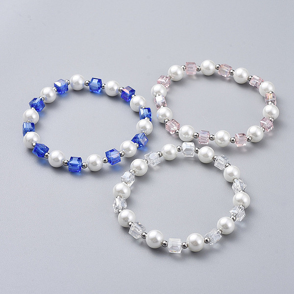 PandaHall Glass Beads Stretch Bracelets, with Stainless Steel Beads, Round & Cube, Mixed Color, 2-1/8 inch(5.5cm) Glass Multicolor
PandaHall Glass Beads Stretch Bracelets, with Stainless Steel Beads, Round & Cube, Mixed Color, 2-1/8 inch(5.5cm) Glass Multicolor