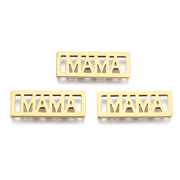 PandaHall Ion Plating(IP) 201 Stainless Steel Filigree Joiners, for Mother's Day, Laser Cut, Rectangle with Word MAMA, Golden, 20x7.5x1mm...
PandaHall Ion Plating(IP) 201 Stainless Steel Filigree Joiners, for Mother's Day, Laser Cut, Rectangle with Word MAMA, Golden, 20x7.5x1mm...