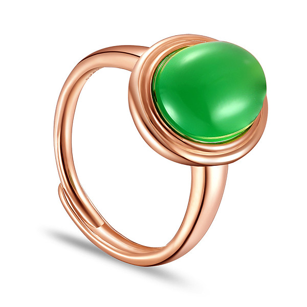 PandaHall SHEGRACE Adjustable 925 Sterling Silver Finger Rings, with Natural Chalcedony, Oval, Rose Gold, Size 10, Inner Diameter: 20mm..., Green
PandaHall SHEGRACE Adjustable 925 Sterling Silver Finger Rings, with Natural Chalcedony, Oval, Rose Gold, Size 10, Inner Diameter: 20mm..., Green