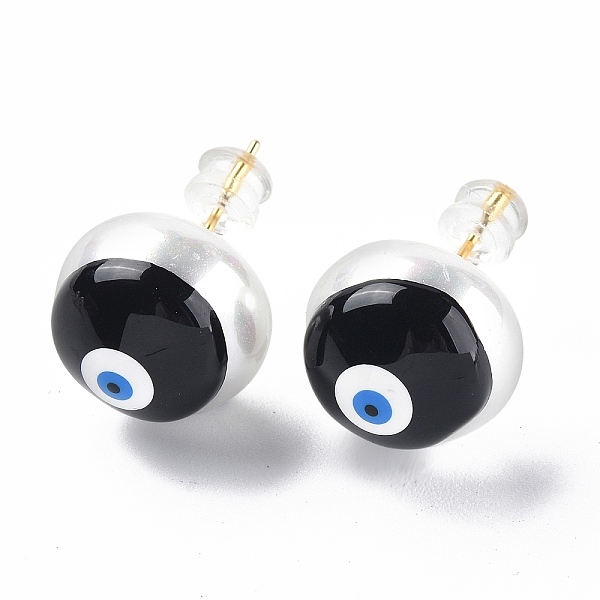 PandaHall Natural Shell Evil Eye Stud Earrings with Enamel, Real 18K Gold Plated Brass Jewelry for Women, Black, 14mm, Pin: 0.8mm Shell Flat...
PandaHall Natural Shell Evil Eye Stud Earrings with Enamel, Real 18K Gold Plated Brass Jewelry for Women, Black, 14mm, Pin: 0.8mm Shell Flat...