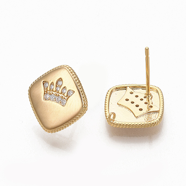 PandaHall Brass Micro Pave Clear Cubic Zirconia Stud Earring Findings, with Loop, Nickel Free, Rhombus with Crown, Real 18K Gold Plated...
PandaHall Brass Micro Pave Clear Cubic Zirconia Stud Earring Findings, with Loop, Nickel Free, Rhombus with Crown, Real 18K Gold Plated...