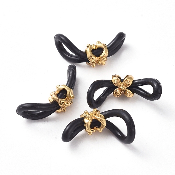 PandaHall Eyeglass Holders, Glasses Rubber Loop Ends, with Zinc Alloy Beads, Flower, Black, Golden, 22mm, Hole: 2.1x1.8mm Alloy Black
PandaHall Eyeglass Holders, Glasses Rubber Loop Ends, with Zinc Alloy Beads, Flower, Black, Golden, 22mm, Hole: 2.1x1.8mm Alloy Black