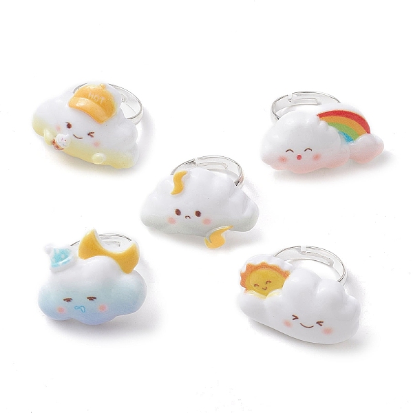 PandaHall Opaque Resin Adjustable Rings, with Brass Findings, Cloud, Mixed Color, US Size 3(14mm) Resin Cloud Multicolor
PandaHall Opaque Resin Adjustable Rings, with Brass Findings, Cloud, Mixed Color, US Size 3(14mm) Resin Cloud Multicolor