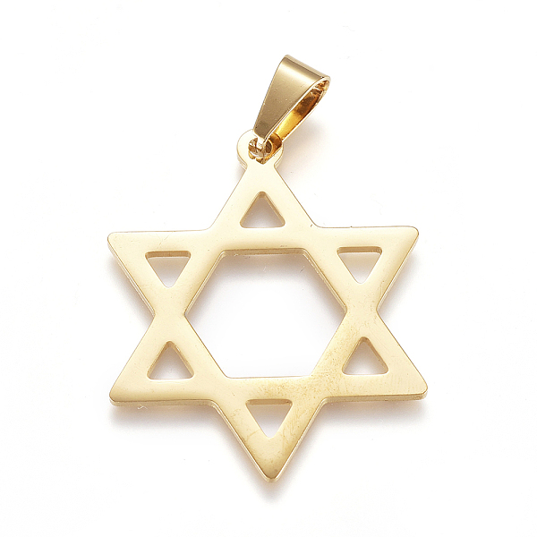 PandaHall Religion Theme 304 Stainless Steel Pendants, Large Hole Pendants, for Jewish, Star of David, Golden, 38x30x1mm, Hole: 9mm 304...
PandaHall Religion Theme 304 Stainless Steel Pendants, Large Hole Pendants, for Jewish, Star of David, Golden, 38x30x1mm, Hole: 9mm 304...