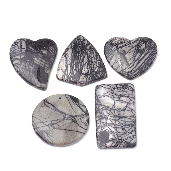 PandaHall Natural Black Silk Stone/Netstone Pendants, 39~55x32~45x6.5mm, Hole: 1.5mm Netstone Others
PandaHall Natural Black Silk Stone/Netstone Pendants, 39~55x32~45x6.5mm, Hole: 1.5mm Netstone Others