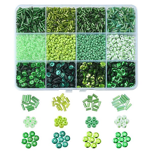 PandaHall DIY Beads Jewelry Making Finding Kit, Including Glass Bugle & Round Seed & PVC Paillette Beads, Green Glass Green
PandaHall DIY Beads Jewelry Making Finding Kit, Including Glass Bugle & Round Seed & PVC Paillette Beads, Green Glass Green