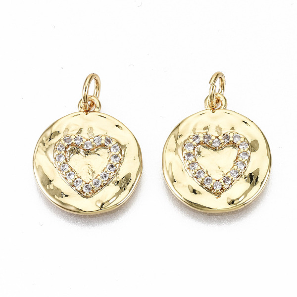 PandaHall Brass Micro Pave Clear Cubic Zirconia Pendants, with Jump Rings, Nickel Free, Flat Round with Heart, Real 16K Gold Plated...
PandaHall Brass Micro Pave Clear Cubic Zirconia Pendants, with Jump Rings, Nickel Free, Flat Round with Heart, Real 16K Gold Plated...