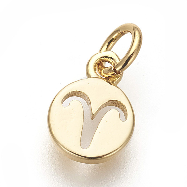 PandaHall Brass Charms, Lead Free & Cadmium Free, Flat Round with Constellations, Golden, Aries, 9.5x7x1mm, Hole: 3mm Brass Aries
PandaHall Brass Charms, Lead Free & Cadmium Free, Flat Round with Constellations, Golden, Aries, 9.5x7x1mm, Hole: 3mm Brass Aries