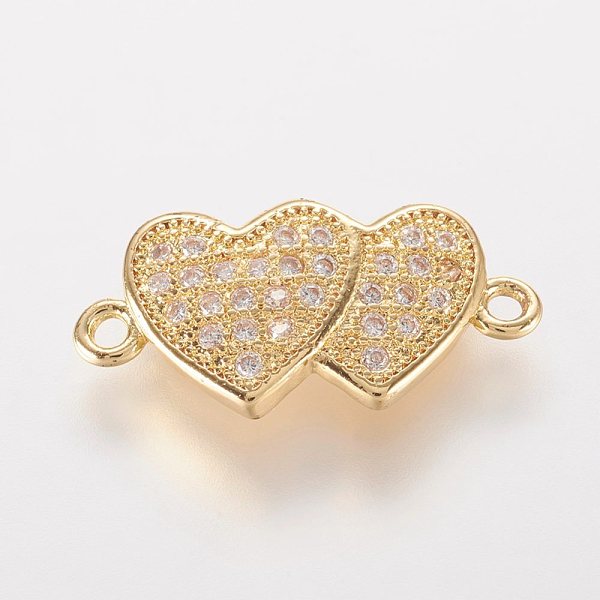 PandaHall Brass Micro Pave Cubic Zirconia Links, Heart with Heart, Golden, 18x8x2.5mm, Hole: 1mm Brass+Cubic Zirconia Heart
PandaHall Brass Micro Pave Cubic Zirconia Links, Heart with Heart, Golden, 18x8x2.5mm, Hole: 1mm Brass+Cubic Zirconia Heart