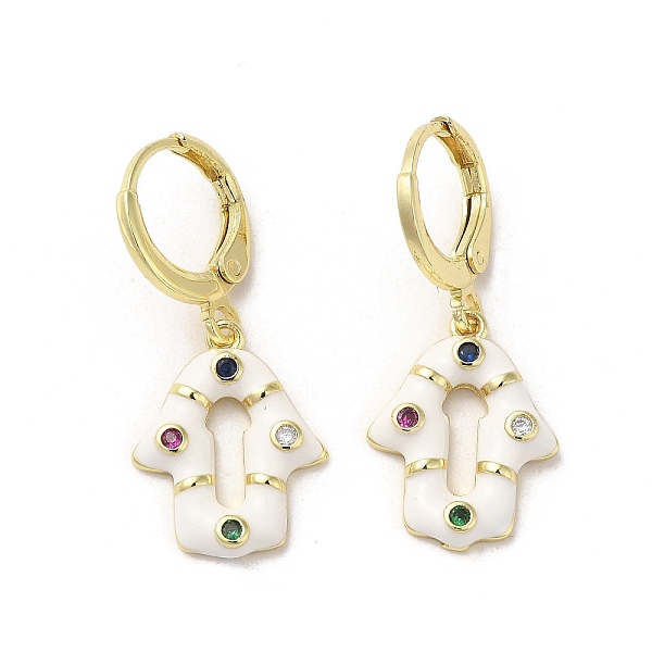 PandaHall Hamsa Hand Real 18K Gold Plated Brass Dangle Hoop Earrings, with Cubic Zirconia and Enamel, WhiteSmoke, 29x13mm Cubic Zirconia..., White
PandaHall Hamsa Hand Real 18K Gold Plated Brass Dangle Hoop Earrings, with Cubic Zirconia and Enamel, WhiteSmoke, 29x13mm Cubic Zirconia..., White