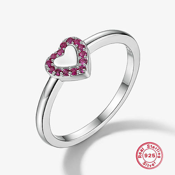 PandaHall Rhodium Plated Platinum 925 Sterling Silver Finger Rings, Heart, Deep Pink, Inner Diameter: 16mm Sterling Silver Heart
PandaHall Rhodium Plated Platinum 925 Sterling Silver Finger Rings, Heart, Deep Pink, Inner Diameter: 16mm Sterling Silver Heart