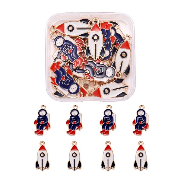 PandaHall 20Pcs 2 Style Zinc Alloy Enamel Pendants, Spaceman & Rocket, Golden, 27.5~28x13~15x1.2mm, Hole: 2mm, 10pcs/Style Alloy+Enamel...
PandaHall 20Pcs 2 Style Zinc Alloy Enamel Pendants, Spaceman & Rocket, Golden, 27.5~28x13~15x1.2mm, Hole: 2mm, 10pcs/Style Alloy+Enamel...