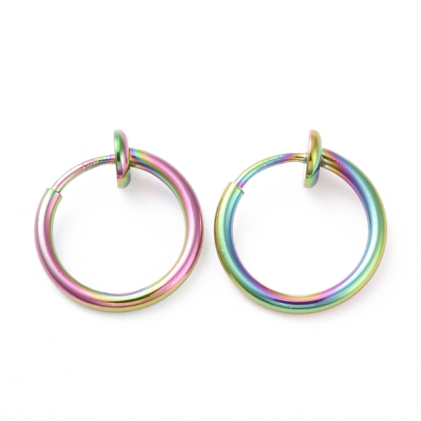 PandaHall 304 Stainless Steel Tubular Clip-on Earrings for Women, Rainbow Color, 13x4mm, Pin: 0.7mm 304 Stainless Steel
PandaHall 304 Stainless Steel Tubular Clip-on Earrings for Women, Rainbow Color, 13x4mm, Pin: 0.7mm 304 Stainless Steel