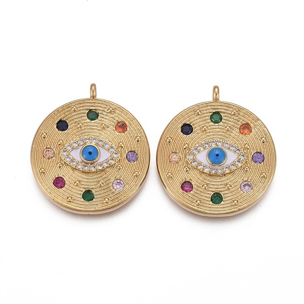 PandaHall Brass Micro Pave Colorful Cubic Zirconia Enamel Pendants, Long-Lasting Plated, Flat Round with Horse Eye, Real 18K Gold Plated...
PandaHall Brass Micro Pave Colorful Cubic Zirconia Enamel Pendants, Long-Lasting Plated, Flat Round with Horse Eye, Real 18K Gold Plated...