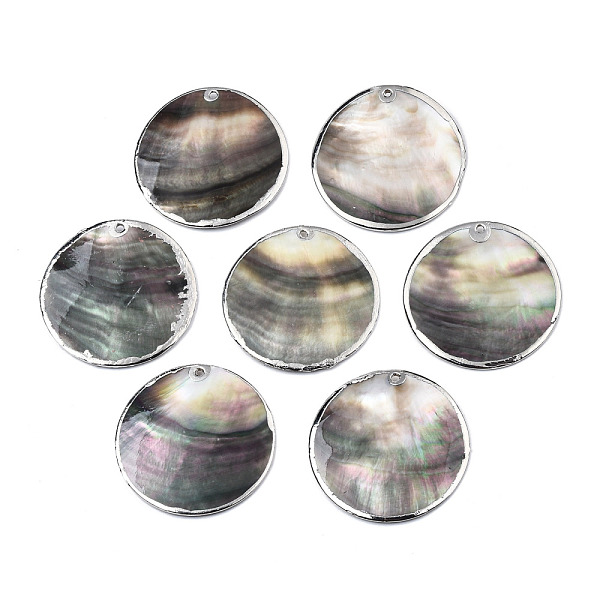 PandaHall Natural Black Lip Shell Pendants, with Platinum Plated Brass Edge, Flat Round, 40x3~5.5mm, Hole: 1.4~1.6mm Black Lip Shell Flat...
PandaHall Natural Black Lip Shell Pendants, with Platinum Plated Brass Edge, Flat Round, 40x3~5.5mm, Hole: 1.4~1.6mm Black Lip Shell Flat...