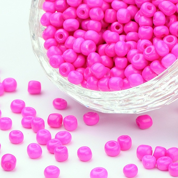 PandaHall 6/0 Baking Paint Glass Seed Beads, Fuchsia, 4~5x3~4mm, Hole: 1~2mm, about 427pcs/50g Glass Pink
PandaHall 6/0 Baking Paint Glass Seed Beads, Fuchsia, 4~5x3~4mm, Hole: 1~2mm, about 427pcs/50g Glass Pink