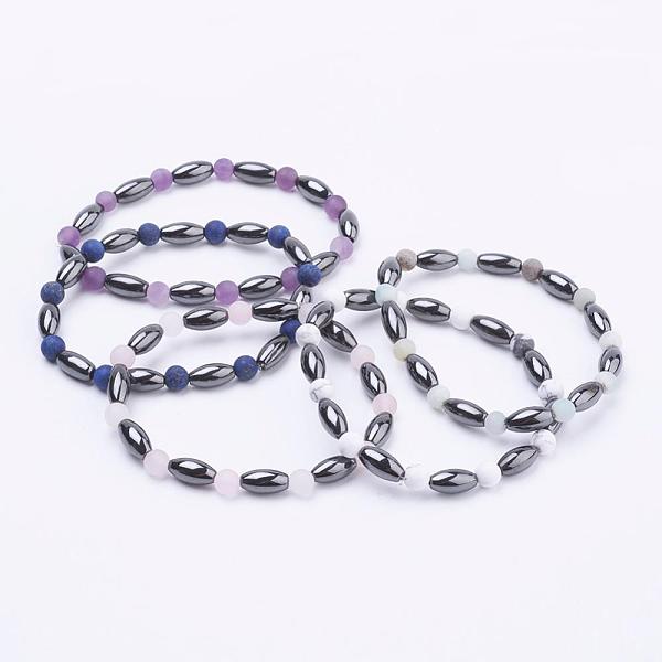 PandaHall Non-Magnetic Synthetic Hematite Beads Stretch Bracelets, with Frosted Natural Gemstone Beads, 2-1/4 inch(58mm) Mixed Stone
PandaHall Non-Magnetic Synthetic Hematite Beads Stretch Bracelets, with Frosted Natural Gemstone Beads, 2-1/4 inch(58mm) Mixed Stone