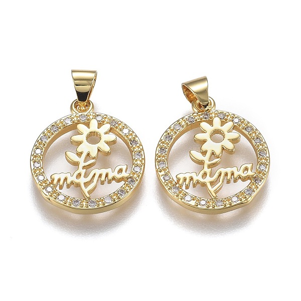 PandaHall Brass Micro Pave Clear Cubic Zirconia Pendants, with Snap on Bails, Long-Lasting Plated, for Mother's Day, Flat Round with Word...
PandaHall Brass Micro Pave Clear Cubic Zirconia Pendants, with Snap on Bails, Long-Lasting Plated, for Mother's Day, Flat Round with Word...