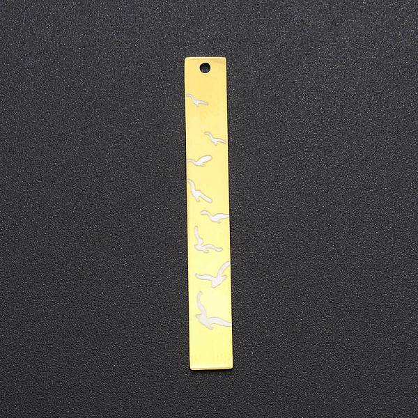 PandaHall 201 Stainless Steel Pendants, Laser Cut, Bar with Bird, Golden, 45x6x1mm, Hole: 1.4mm 201 Stainless Steel Rectangle
PandaHall 201 Stainless Steel Pendants, Laser Cut, Bar with Bird, Golden, 45x6x1mm, Hole: 1.4mm 201 Stainless Steel Rectangle