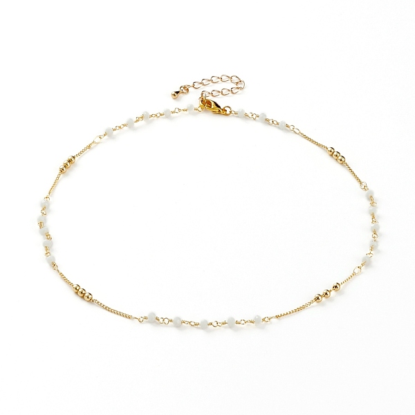 PandaHall Faceted Glass Beaded Necklaces, with Brass Beads and Lobster Claw Clasps, Round, Real 18K Gold Plated, White, 15-5/8 inch(39.7cm)...
PandaHall Faceted Glass Beaded Necklaces, with Brass Beads and Lobster Claw Clasps, Round, Real 18K Gold Plated, White, 15-5/8 inch(39.7cm)...