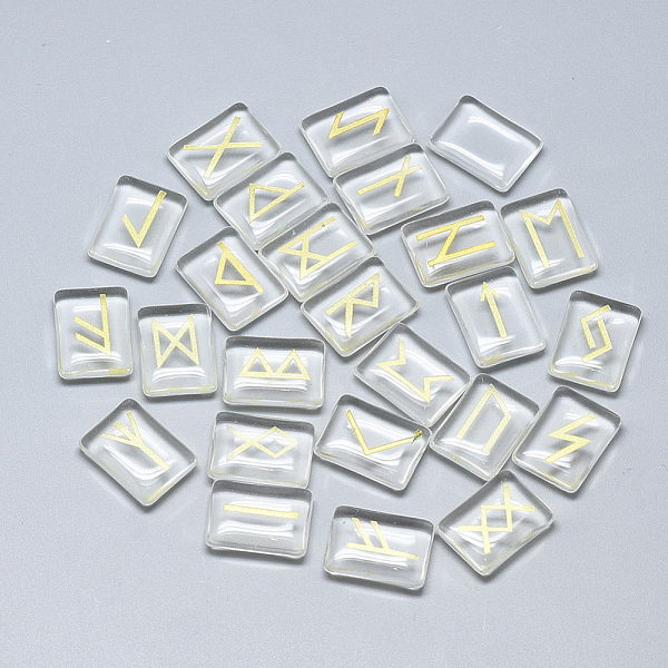PandaHall Spray Painted Glass Cabochons, Rectangle with Runes/Futhark/Futhorc, Clear, 19~20x14~15x4.5~6mm, 25pcs/set Glass Rectangle Clear
PandaHall Spray Painted Glass Cabochons, Rectangle with Runes/Futhark/Futhorc, Clear, 19~20x14~15x4.5~6mm, 25pcs/set Glass Rectangle Clear