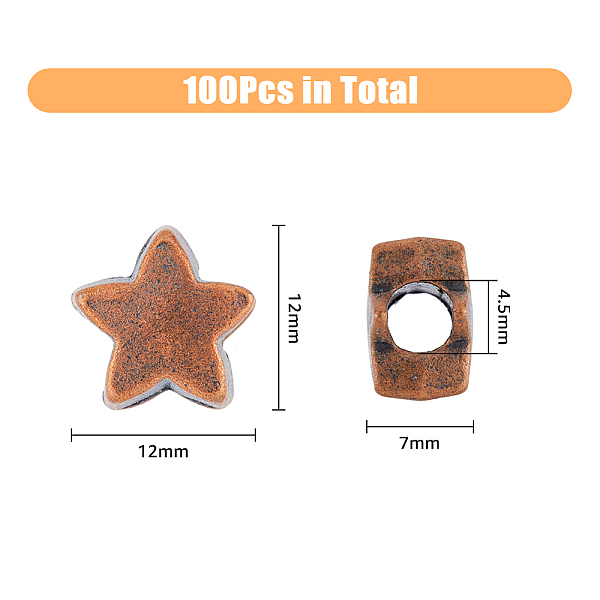 PandaHall DICOSMETIC 100Pcs Tibetan Style European Beads, Star, Red Copper, 12x12x7mm Alloy Star
PandaHall DICOSMETIC 100Pcs Tibetan Style European Beads, Star, Red Copper, 12x12x7mm Alloy Star