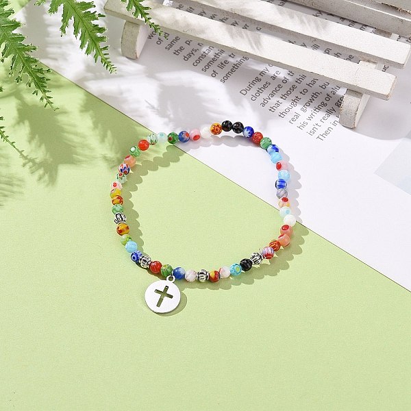 PandaHall 201 Stainless Steel Charm Stretch Bracelets for Halloween, with Alloy Beads and Millefiori Glass Beads, Flat Round with Witch...
PandaHall 201 Stainless Steel Charm Stretch Bracelets for Halloween, with Alloy Beads and Millefiori Glass Beads, Flat Round with Witch...