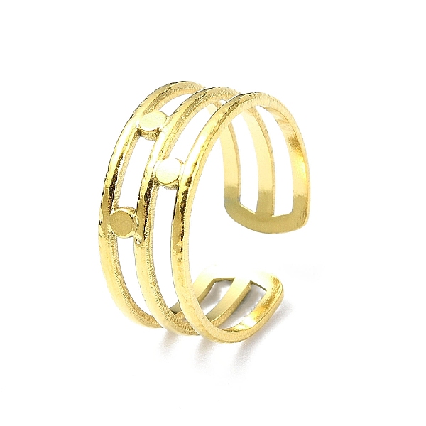 PandaHall Ion Plating(IP) 304 Stainless Steel Open Cuff Ring, Triple Lines Wide Band Rings, Real 18K Gold Plated, Inner Diameter: 18mm 304...
PandaHall Ion Plating(IP) 304 Stainless Steel Open Cuff Ring, Triple Lines Wide Band Rings, Real 18K Gold Plated, Inner Diameter: 18mm 304...