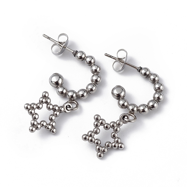 PandaHall 304 Stainless Steel Hollow out Star Dangle Stud Earrings for Women, Stainless Steel Color, 30.5mm, Pin: 0.6mm 304 Stainless Steel...
PandaHall 304 Stainless Steel Hollow out Star Dangle Stud Earrings for Women, Stainless Steel Color, 30.5mm, Pin: 0.6mm 304 Stainless Steel...