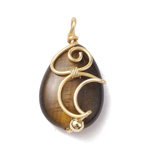 PandaHall Natural Tiger Eye Copper Wire Wrapped Pendants, Teardrop Charms with Moon, Golden, 24x13x7.5~8mm, Hole: 2~2.5mm Tiger Eye Teardrop
PandaHall Natural Tiger Eye Copper Wire Wrapped Pendants, Teardrop Charms with Moon, Golden, 24x13x7.5~8mm, Hole: 2~2.5mm Tiger Eye Teardrop