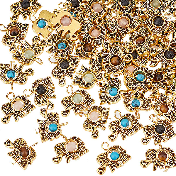 PandaHall 60Pcs Natural & Synthetic Mixed Gemstone Pendants, Animal Charm, with Tibetan Style Alloy Findings and Iron Loops, Mixed Dyed...
PandaHall 60Pcs Natural & Synthetic Mixed Gemstone Pendants, Animal Charm, with Tibetan Style Alloy Findings and Iron Loops, Mixed Dyed...