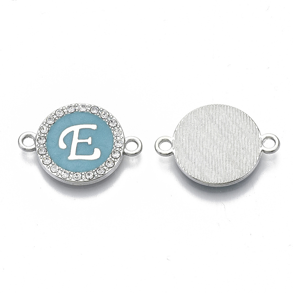 PandaHall Alloy Enamel Links Connectors, with Crystal Rhinestones, Flat Round with Letter, Silver Color Plated, Letter.E, 22x16x2mm, Hole..., Blue
PandaHall Alloy Enamel Links Connectors, with Crystal Rhinestones, Flat Round with Letter, Silver Color Plated, Letter.E, 22x16x2mm, Hole..., Blue