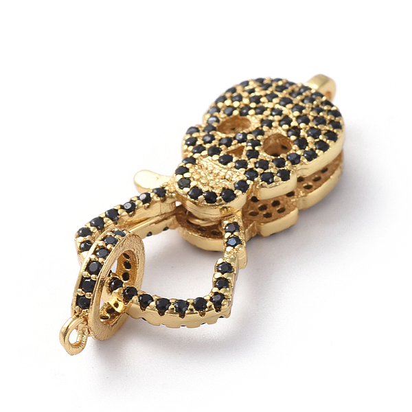 PandaHall Brass Micro Pave Cubic Zirconia Lobster Claw Clasps, with Bail Beads/Tube Bails, Skull, Black, Real 18K Gold Plated, 25x12x5.5mm...
PandaHall Brass Micro Pave Cubic Zirconia Lobster Claw Clasps, with Bail Beads/Tube Bails, Skull, Black, Real 18K Gold Plated, 25x12x5.5mm...