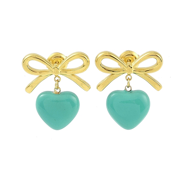 PandaHall Bowknot 304 Stainless Steel Studs Earrings, Heart Enamel Dangle Earrings for Women, Cadet Blue, 22x19mm 304 Stainless Steel...
PandaHall Bowknot 304 Stainless Steel Studs Earrings, Heart Enamel Dangle Earrings for Women, Cadet Blue, 22x19mm 304 Stainless Steel...