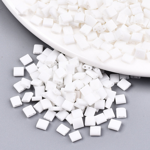 PandaHall 2-Hole Glass Seed Beads, Opaque Frosted Colours Rainbow, Rectangle, White, 5x4.5~5.5x2~2.5mm, Hole: 0.5~0.8mm, about 1180pcs/bag...
PandaHall 2-Hole Glass Seed Beads, Opaque Frosted Colours Rainbow, Rectangle, White, 5x4.5~5.5x2~2.5mm, Hole: 0.5~0.8mm, about 1180pcs/bag...