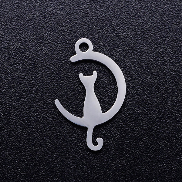 PandaHall 201 Stainless Steel Kitten Pendants, Crescent Moon with Cat Shape, Stainless Steel Color, 17.5x11x1mm, Hole: 1.5mm 201 Stainless...
PandaHall 201 Stainless Steel Kitten Pendants, Crescent Moon with Cat Shape, Stainless Steel Color, 17.5x11x1mm, Hole: 1.5mm 201 Stainless...