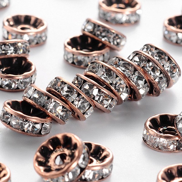 PandaHall Brass Rhinestone Spacer Beads, Grade AAA, Straight Flange, Red Copper Metal Color, Rondelle, Crystal, Nickel Free, 10x4mm, Hole..., Clear
PandaHall Brass Rhinestone Spacer Beads, Grade AAA, Straight Flange, Red Copper Metal Color, Rondelle, Crystal, Nickel Free, 10x4mm, Hole..., Clear