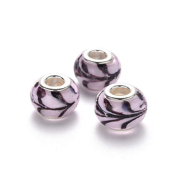 PandaHall Handmade Lampwork European Beads, Large Hole Rondelle Beads, with Platinum Tone Brass Double Cores, Black, 14x9~10mm, Hole: 5mm...
PandaHall Handmade Lampwork European Beads, Large Hole Rondelle Beads, with Platinum Tone Brass Double Cores, Black, 14x9~10mm, Hole: 5mm...