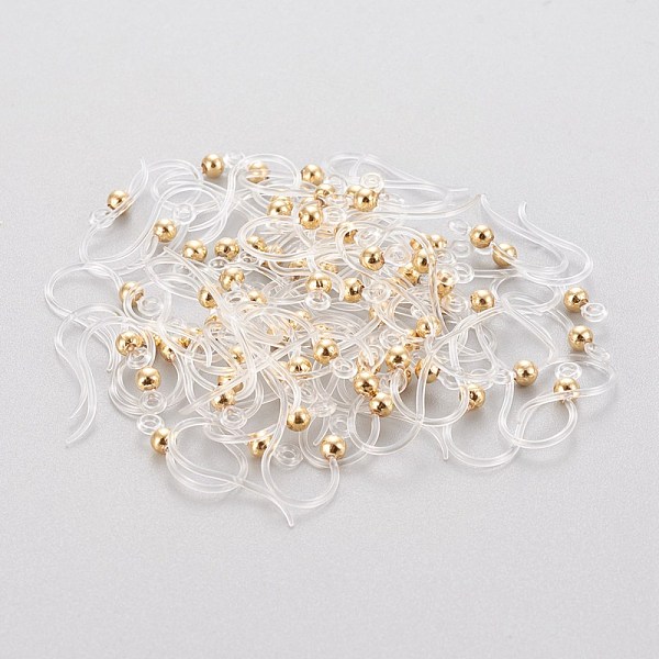 PandaHall Eco-Friendly Plastic Earring Hooks, with 304 Stainless Steel Beads and Horizontal Loop, Round, Real 18k Gold Plated, 15.5x8x0.7mm...
PandaHall Eco-Friendly Plastic Earring Hooks, with 304 Stainless Steel Beads and Horizontal Loop, Round, Real 18k Gold Plated, 15.5x8x0.7mm...