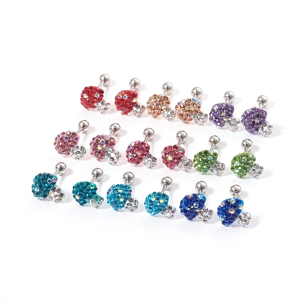 PandaHall Stainless Steel Barbell Cartilage Earrings, with Rhinestone, Mushroom, Mixed Color, 10x9.5mm, Pin: 1mm, Beads: 4mm Stainless Steel..., Multicolor
PandaHall Stainless Steel Barbell Cartilage Earrings, with Rhinestone, Mushroom, Mixed Color, 10x9.5mm, Pin: 1mm, Beads: 4mm Stainless Steel..., Multicolor