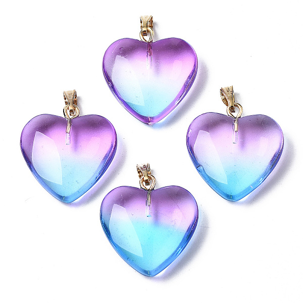PandaHall Two Tone Spray Painted Glass Pendants, with Golden Plated Iron Bails, Heart, Deep Sky Blue, 22x20.5x7mm, Hole: 6x2mm Iron+Glass...
PandaHall Two Tone Spray Painted Glass Pendants, with Golden Plated Iron Bails, Heart, Deep Sky Blue, 22x20.5x7mm, Hole: 6x2mm Iron+Glass...