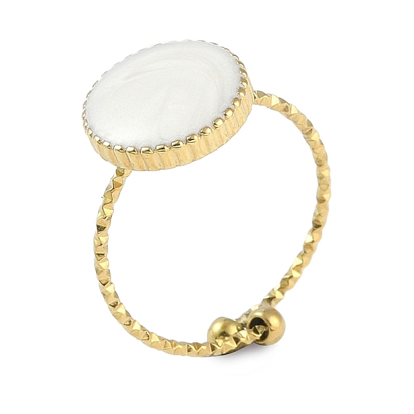PandaHall Ion Plating(IP) 304 Stainless Steel Enamel Flat Round Open Cuff Rings for Women, Real 18K Gold Plated, US Size 8 1/2(18.5mm) 304..., White
PandaHall Ion Plating(IP) 304 Stainless Steel Enamel Flat Round Open Cuff Rings for Women, Real 18K Gold Plated, US Size 8 1/2(18.5mm) 304..., White