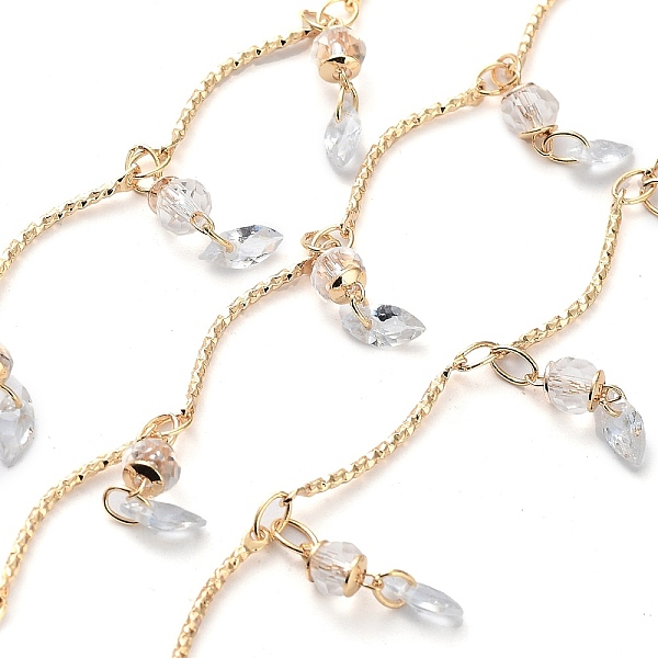 PandaHall Handmade Brass Curved Bar Link Chains, with Clear Glass Horse Eye Charms, with Spool, Soldered, Real 18K Gold Plated, Link...
PandaHall Handmade Brass Curved Bar Link Chains, with Clear Glass Horse Eye Charms, with Spool, Soldered, Real 18K Gold Plated, Link...