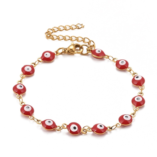 PandaHall Enamel Oval with Evil Eye Link Chains Bracelet, Vacuum Plating 304 Stainless Steel Jewelry for Women, Golden, Red, 6-1/2 inch...
PandaHall Enamel Oval with Evil Eye Link Chains Bracelet, Vacuum Plating 304 Stainless Steel Jewelry for Women, Golden, Red, 6-1/2 inch...