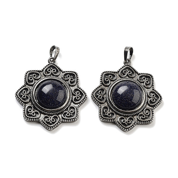 PandaHall Synthetic Blue Goldstone & Brass Pendants, Antique Silver, Sun Charm, 43.5x39.5x9mm, Hole: 9.5x5.5mm Blue Goldstone Sun
PandaHall Synthetic Blue Goldstone & Brass Pendants, Antique Silver, Sun Charm, 43.5x39.5x9mm, Hole: 9.5x5.5mm Blue Goldstone Sun