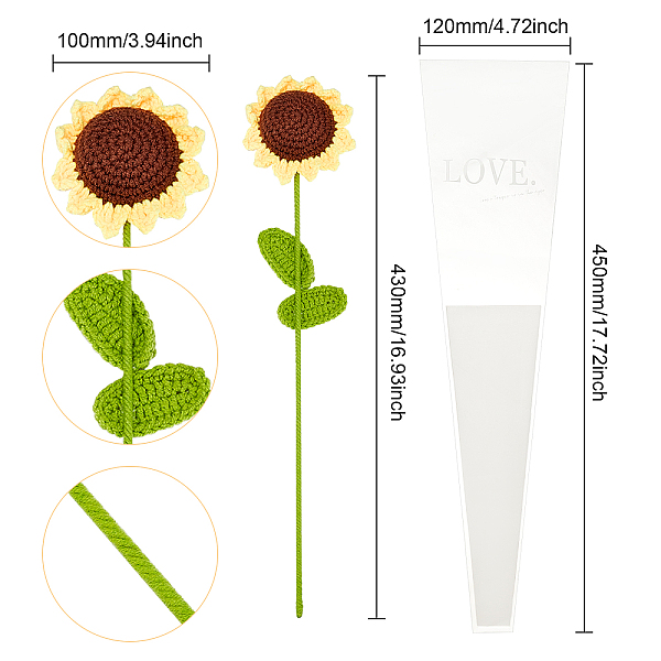 PandaHall Cotton Knitting Artificial Flower, Ornament Accessories, with Package Bag, Sunflower, Yellow, 430mm Cotton Flower Yellow
PandaHall Cotton Knitting Artificial Flower, Ornament Accessories, with Package Bag, Sunflower, Yellow, 430mm Cotton Flower Yellow