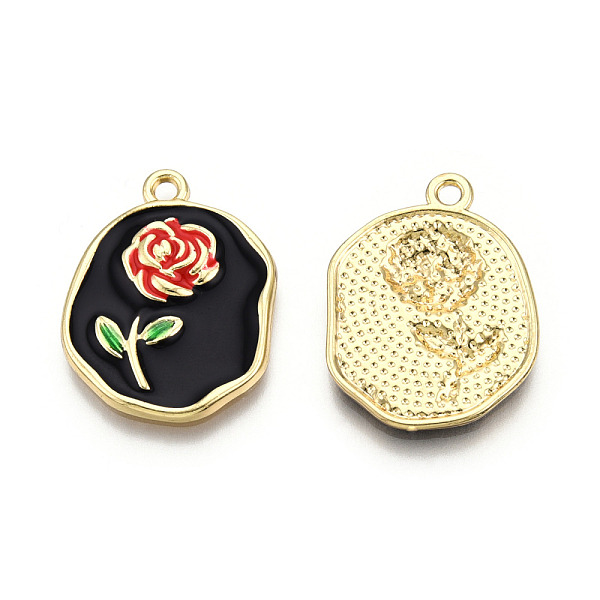 PandaHall Rack Plating Alloy Enamel Pendants, Cadmium Free & Nickel Free & Lead Free, Light Gold, Oval Charm with Rose, Black, 22.5x18x2mm...
PandaHall Rack Plating Alloy Enamel Pendants, Cadmium Free & Nickel Free & Lead Free, Light Gold, Oval Charm with Rose, Black, 22.5x18x2mm...